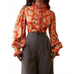 NEW CELIA B aurora ruffle top in orange